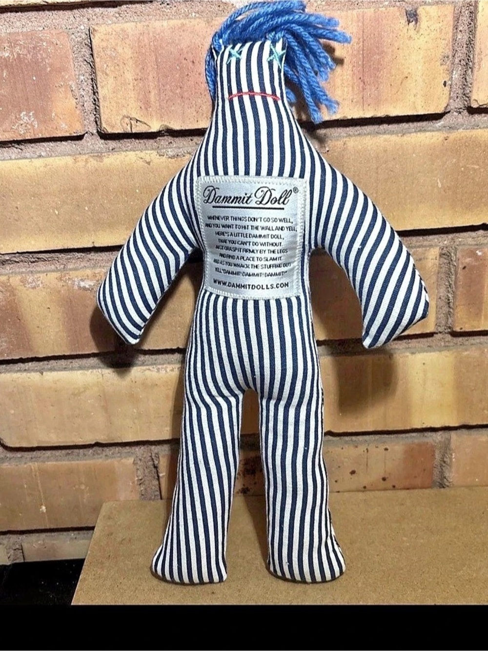 Dammit Doll Striped Blue & White Plush Doll